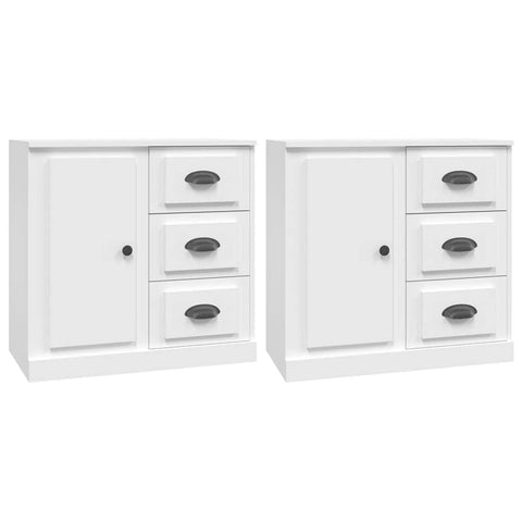 Contemporary Set of 2 White Engineered Wood Buffets