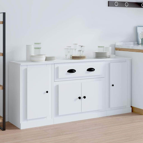 Contemporary Trio of White Engineered Wood Sideboards