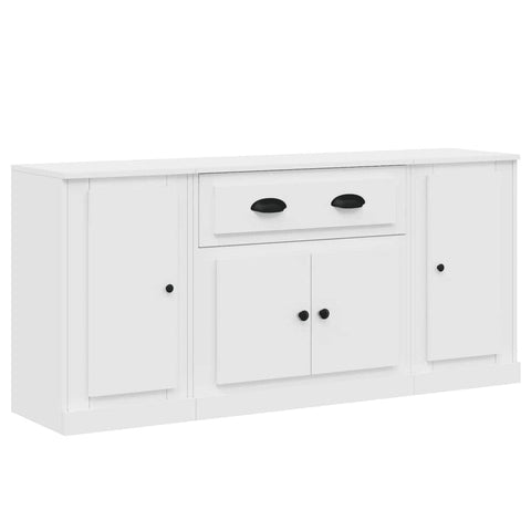 Contemporary Trio of White Engineered Wood Sideboards