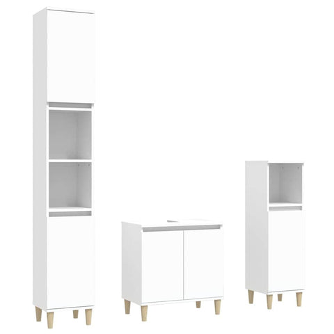 Contemporary White Bathroom Trio: Engineered Wood 3-Piece Furniture