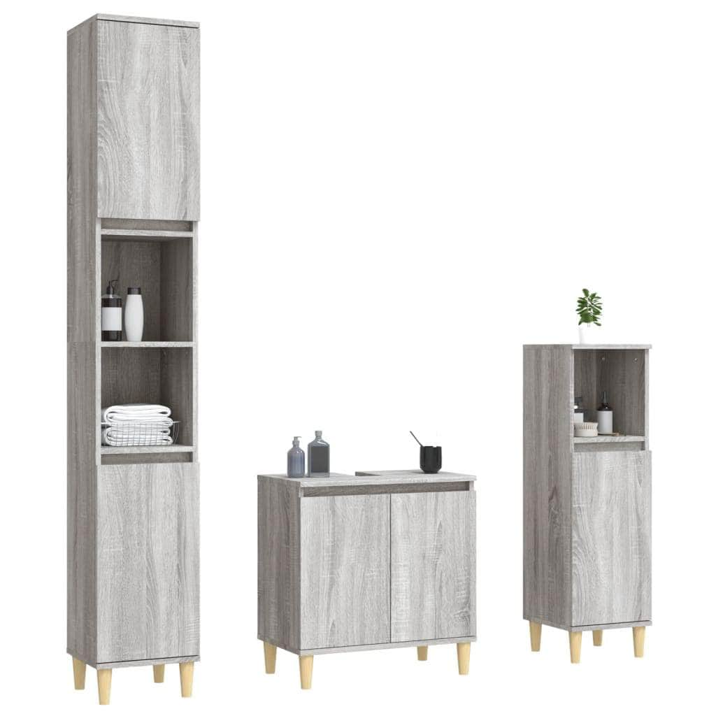 Contemporary White Bathroom Trio: Engineered Wood 3-Piece Furniture