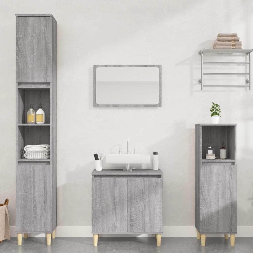 Contemporary White Bathroom Trio: Engineered Wood 3-Piece Furniture