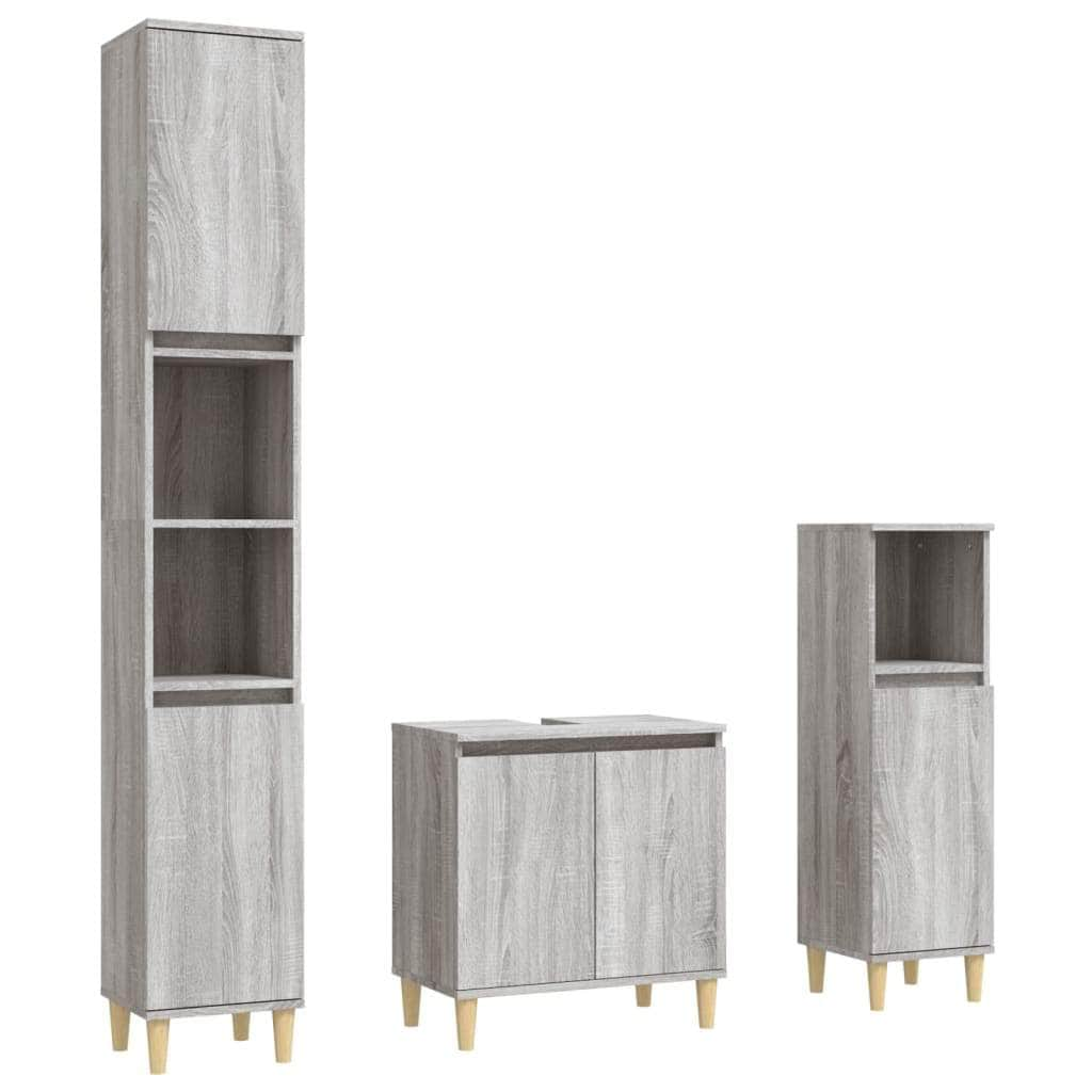 Contemporary White Bathroom Trio: Engineered Wood 3-Piece Furniture