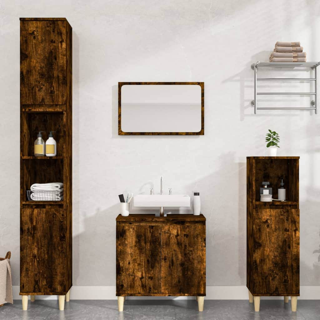 Contemporary White Bathroom Trio: Engineered Wood 3-Piece Furniture