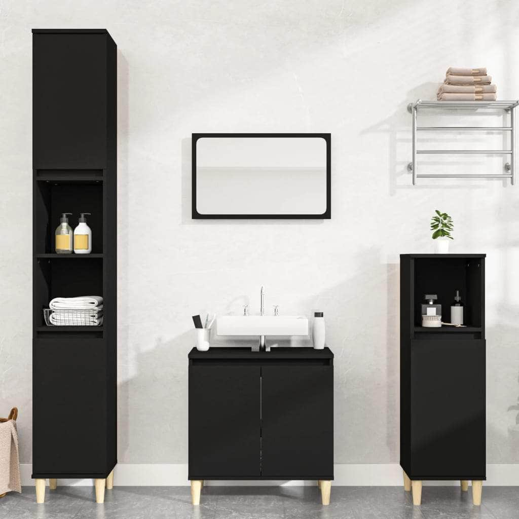 Contemporary White Bathroom Trio: Engineered Wood 3-Piece Furniture