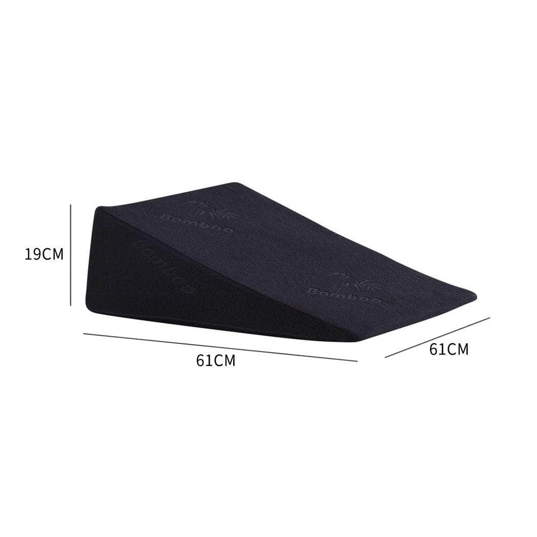 Cool Gel Memory Foam Bed Wedge Pillow Black 19