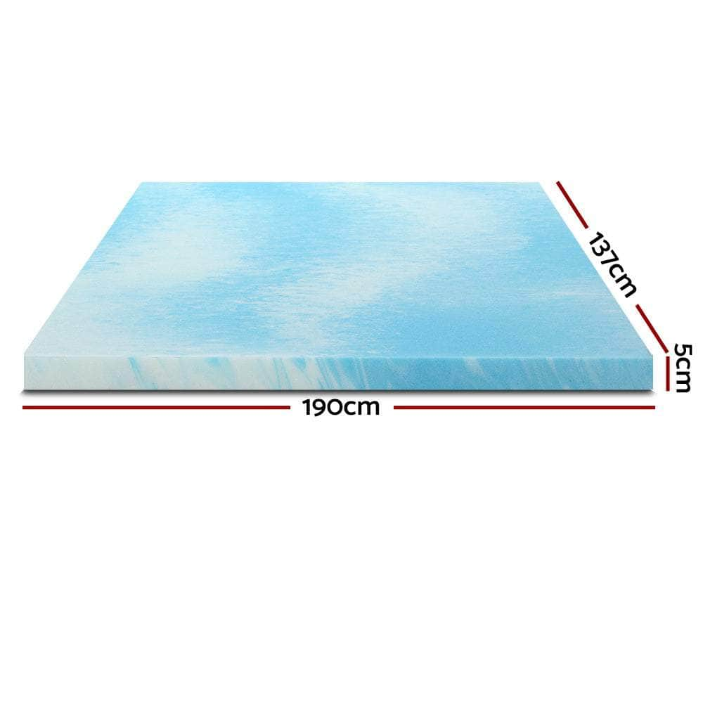 Cool Gel Memory Foam Topper Mattress Toppers W/ Bamboo Cover 5Cm Double