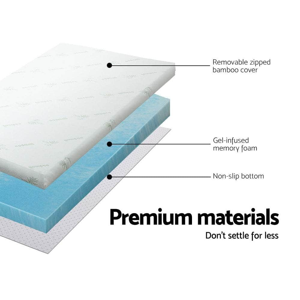 Cool Gel Memory Foam Topper Mattress Toppers W/ Bamboo Cover 5Cm Double