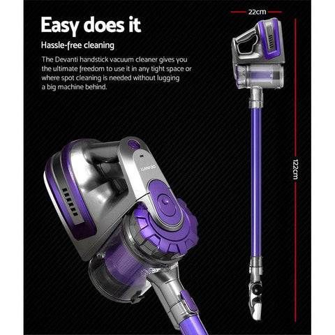 Cordless Devanti Stick Vacuum Cleaner - 150W Purple