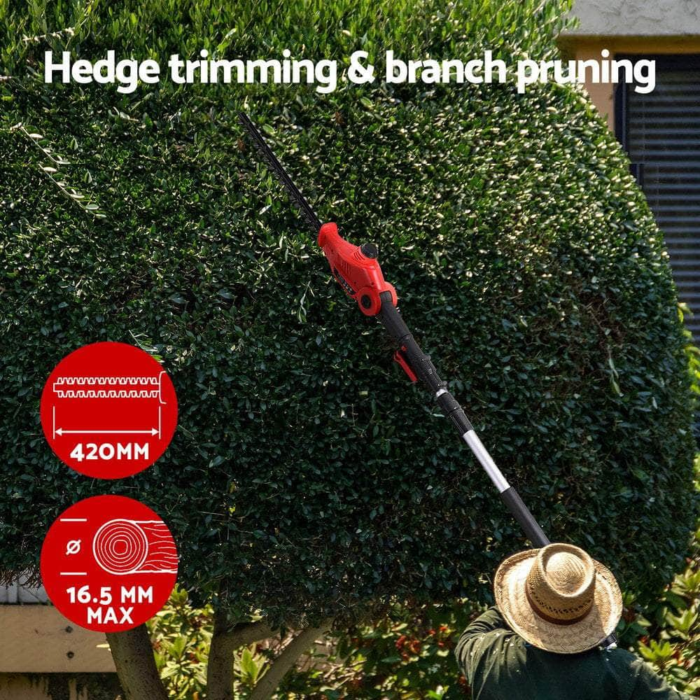 Cordless Pole Hedge Trimmer Garden Pruner Electric Cutter