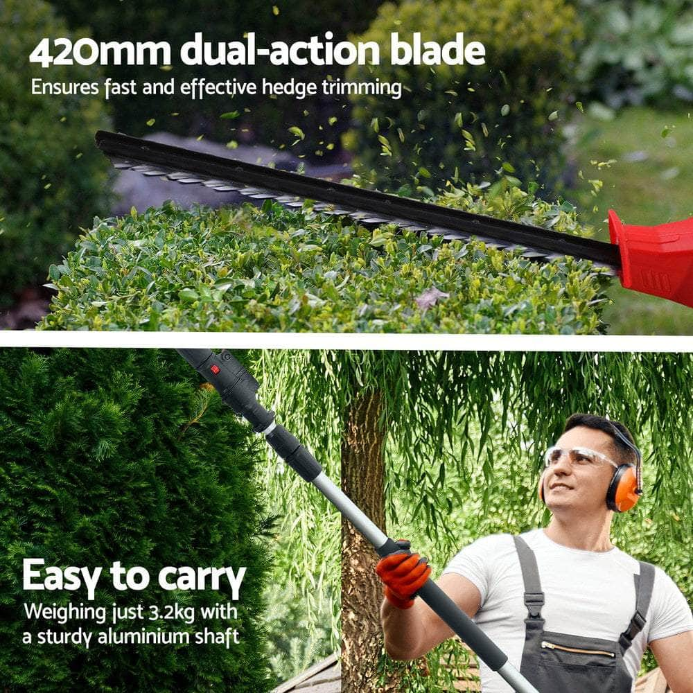 Cordless Pole Hedge Trimmer Garden Pruner Electric Cutter