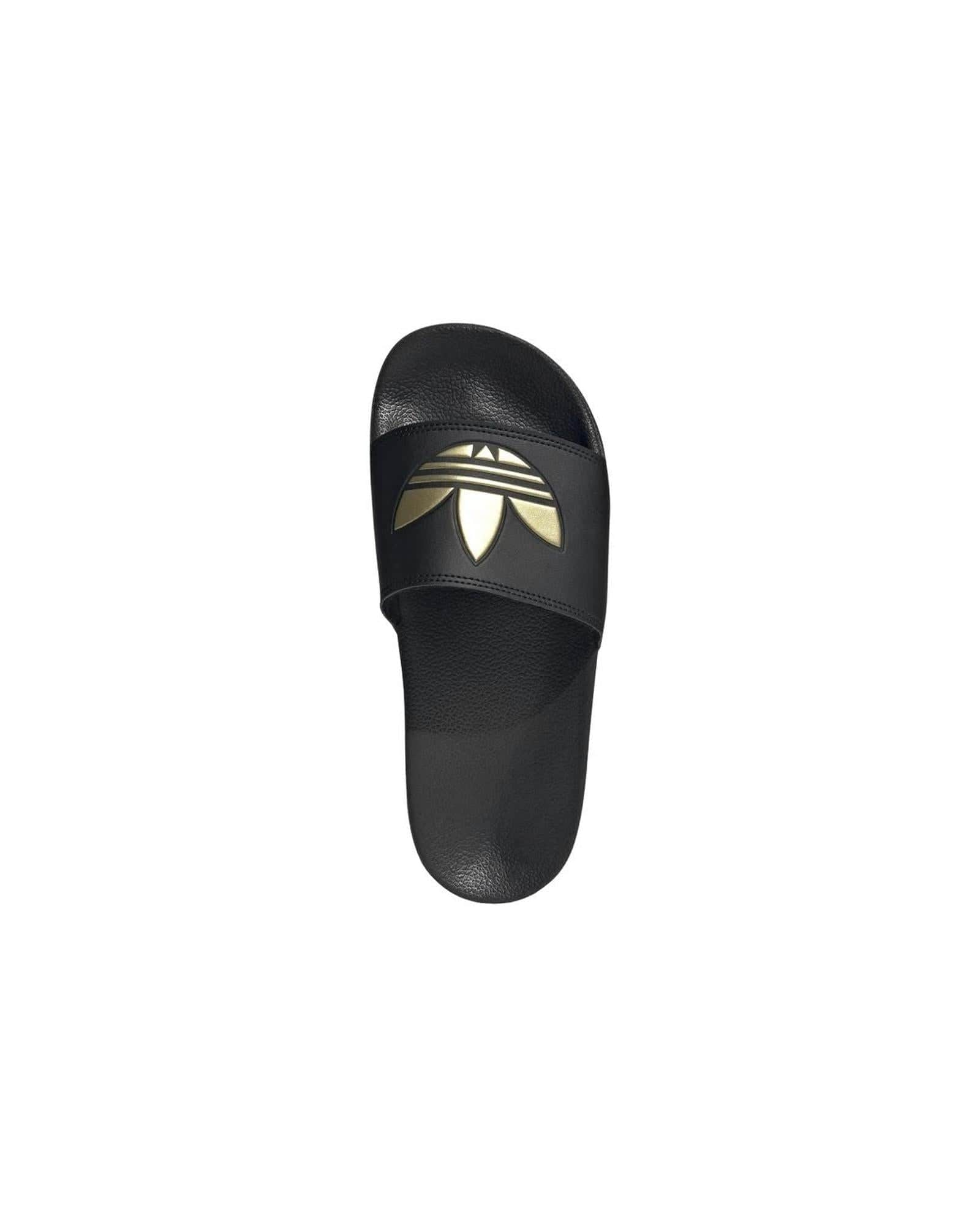 Core Black Casual Slides - Adidas Gold Edition