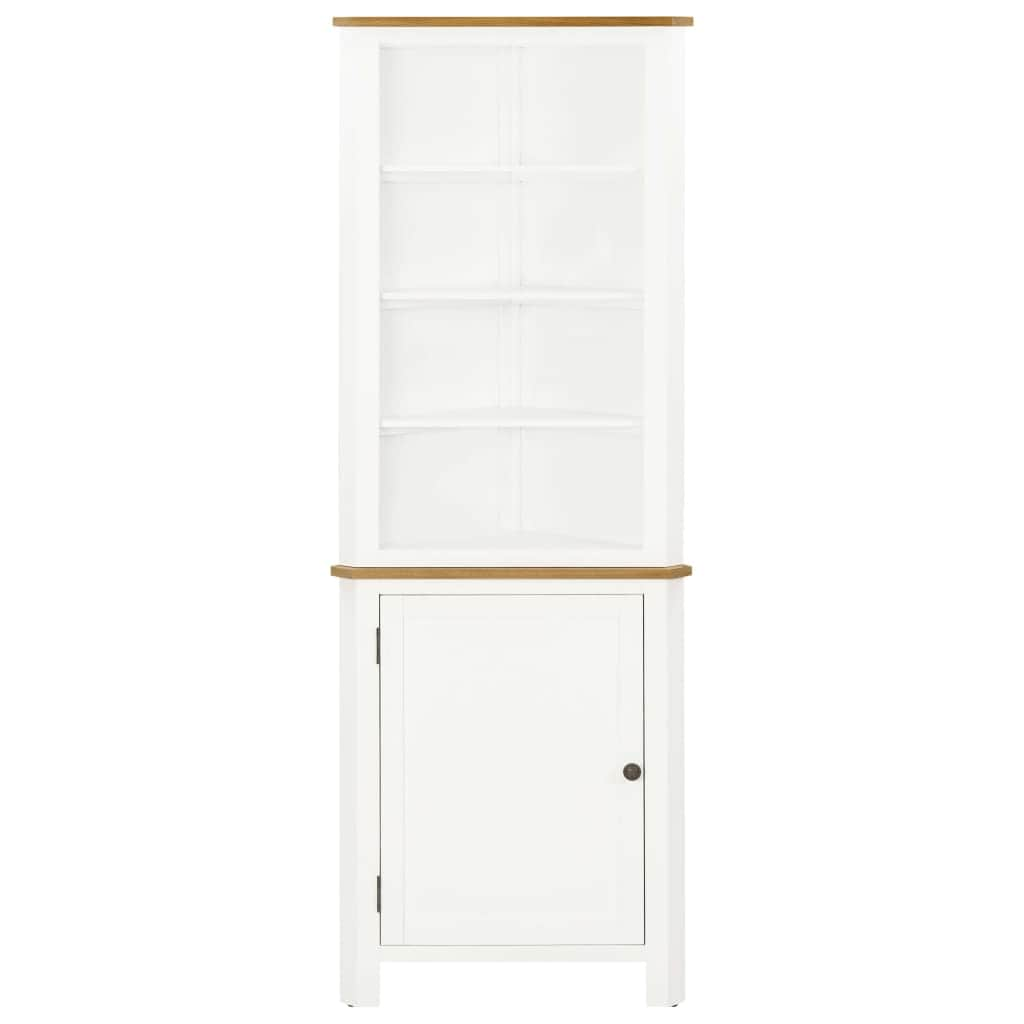 Corner Cabinet Solid Oak & White Wood