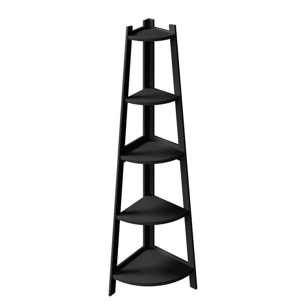 Corner Ladder Shelf 5-Tier Display Shelf Black