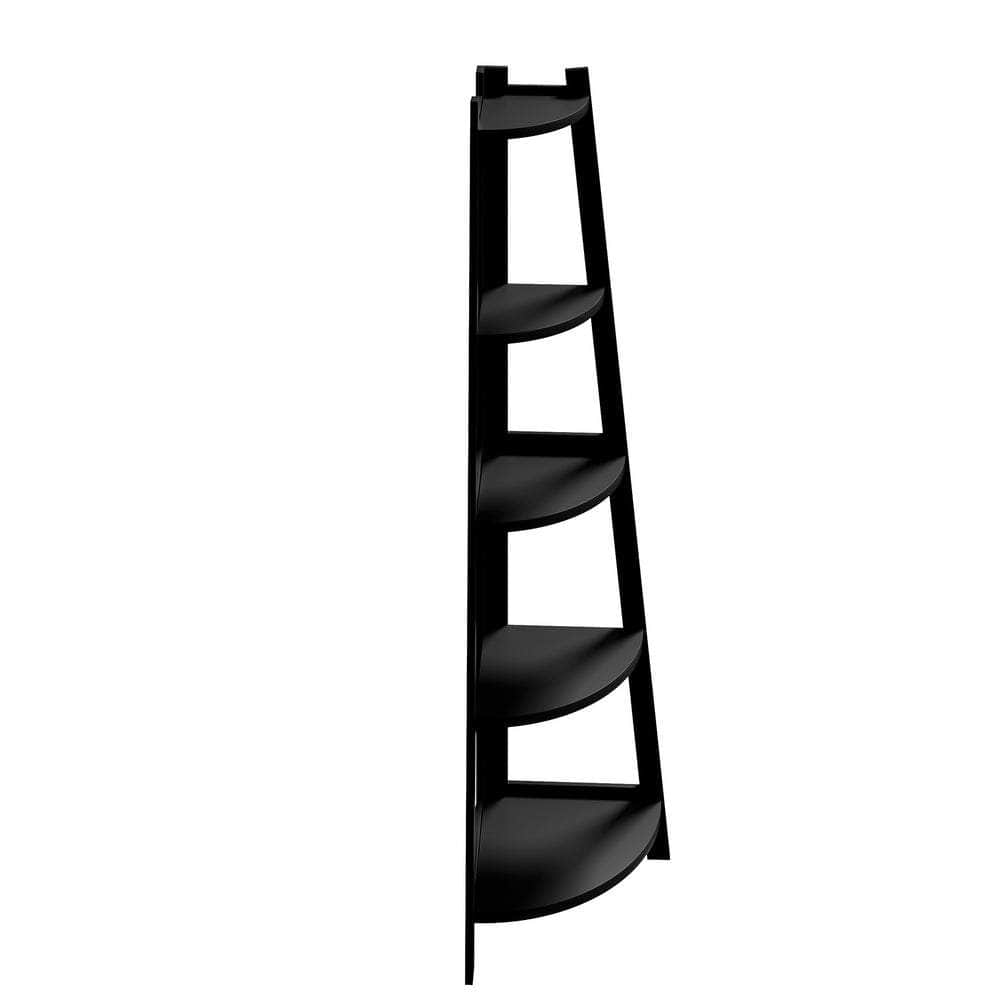 Corner Ladder Shelf 5-Tier Display Shelf Black