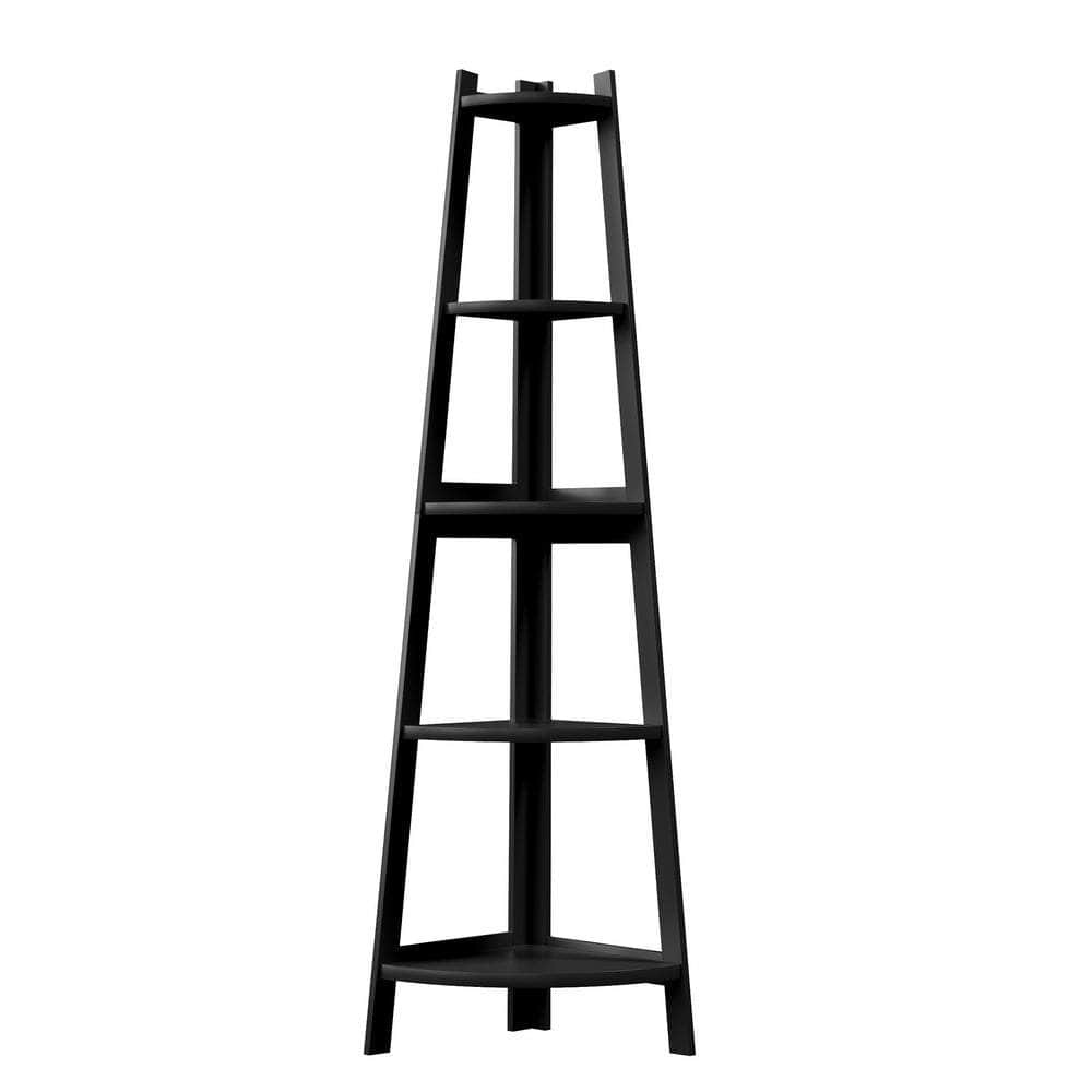 Corner Ladder Shelf 5-Tier Display Shelf Black