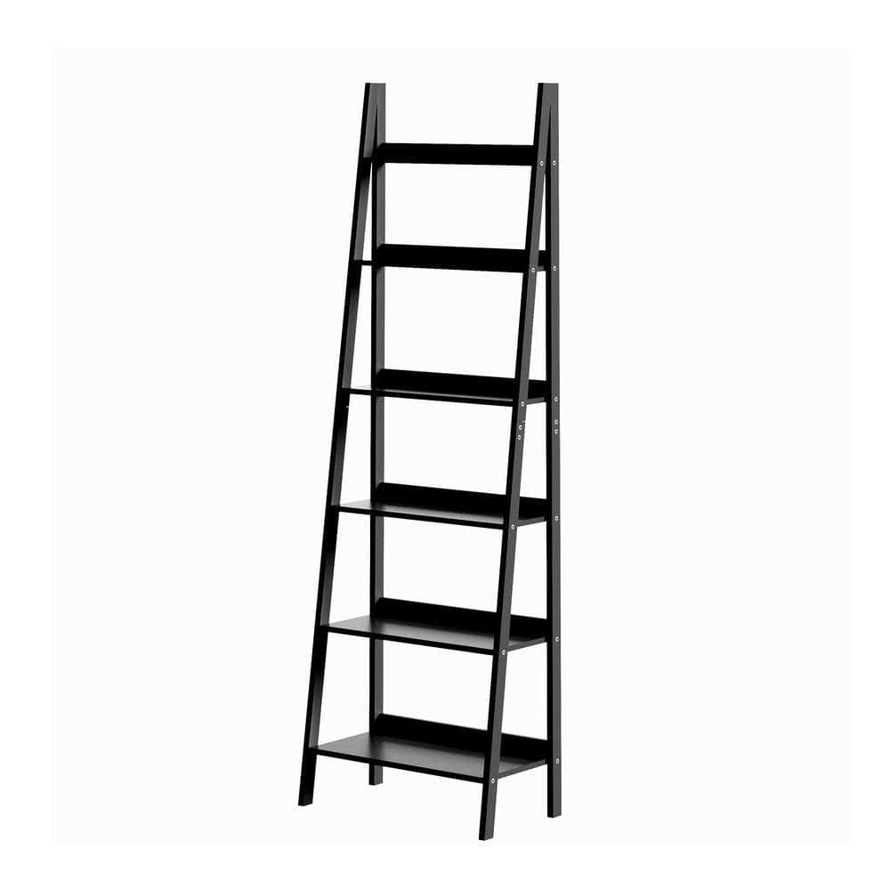 Corner Ladder Shelf 6-Tier Display Rack Black