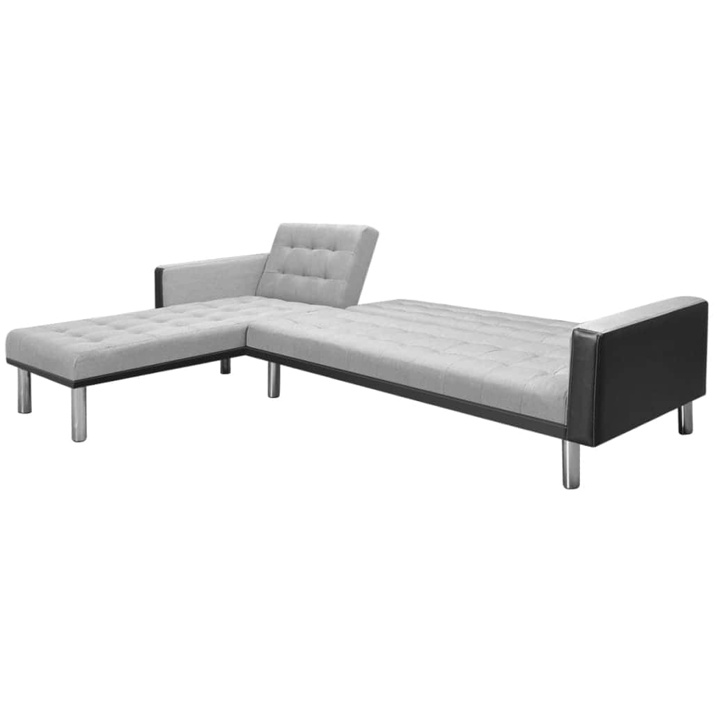 Corner Sofa Bed Fabric  Black and Grey