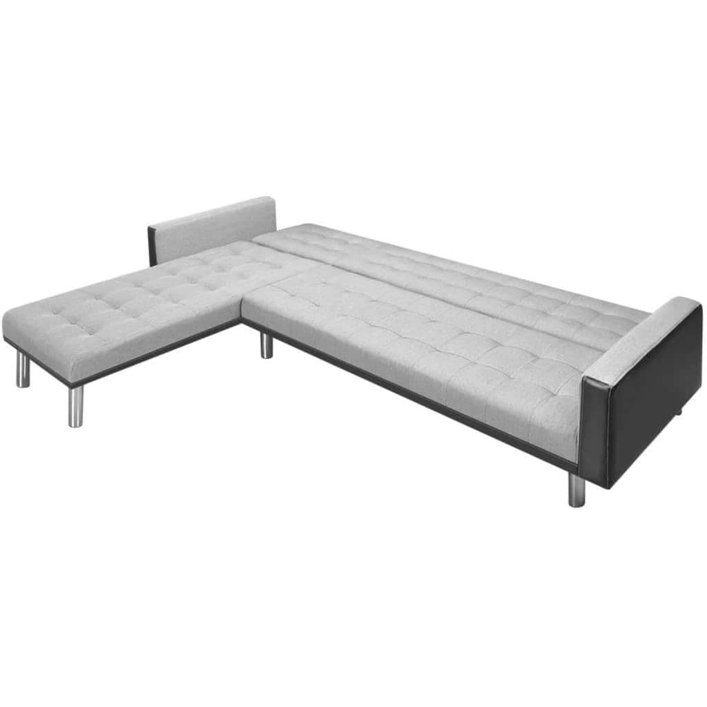 Corner Sofa Bed Fabric  Black and Grey