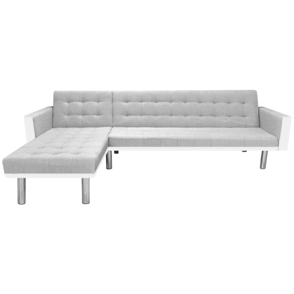 Corner Sofa Bed Fabric  White and Grey