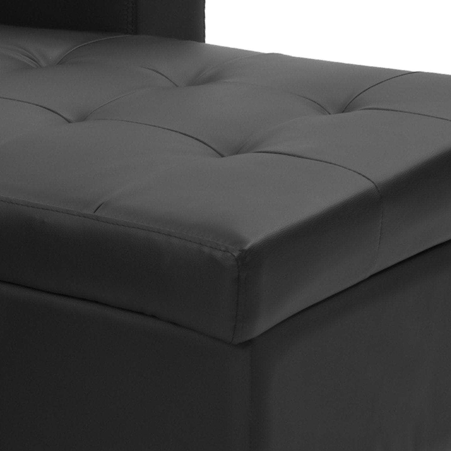 Corner Sofa Bed Storage Chaise Couch Leather Black