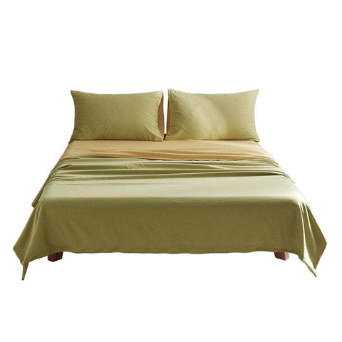 Cotton Bed Sheet set Queen Cover Pillow Case Yellow