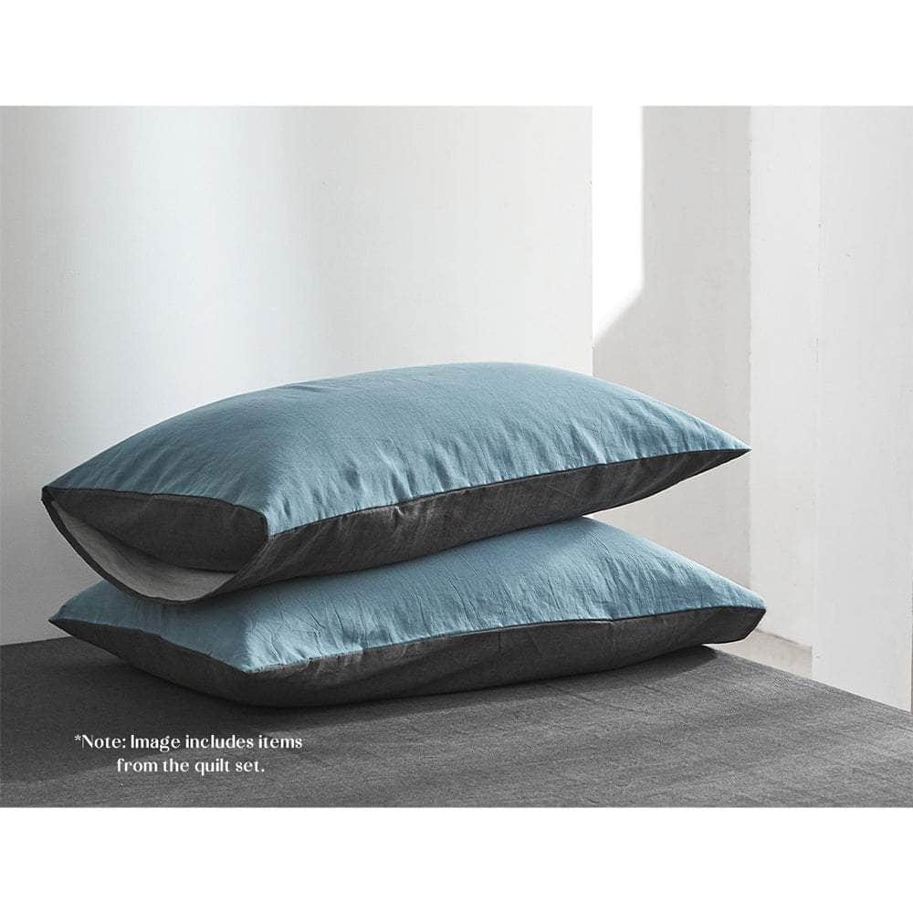 Cotton Bed Sheets Set Blue Grey Cover Single