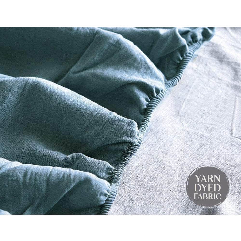 Cotton Bed Sheets Set Blue Grey Cover Single