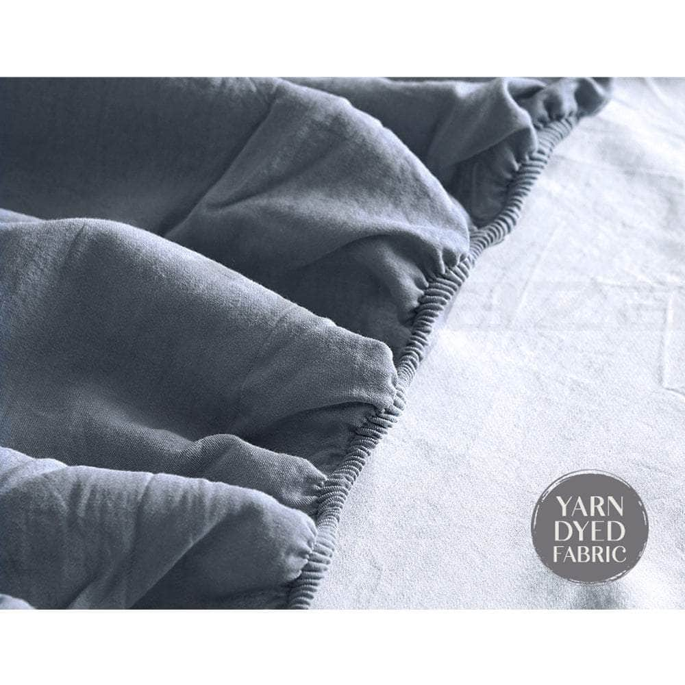 Cotton Bed Sheets Set Navy Grey Cover Double