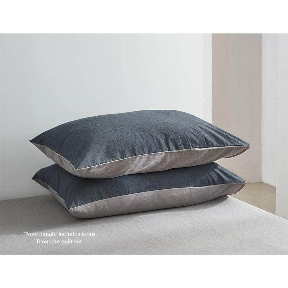 Cotton Bed Sheets Set Navy Grey Cover Double