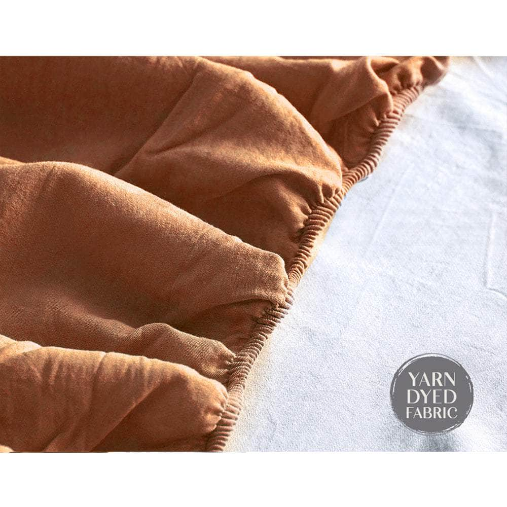 Cotton Bed Sheets Set Orange Brown Cover Single