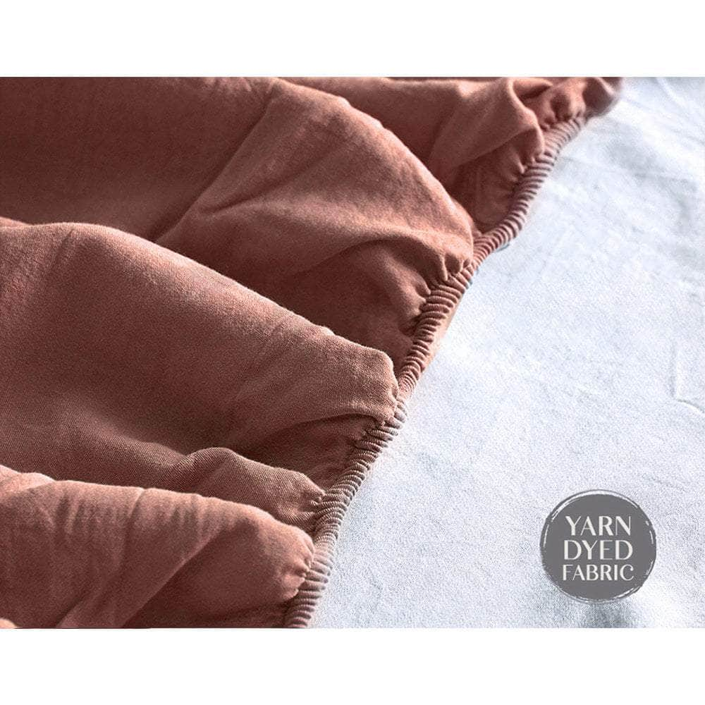 Cotton Bed Sheets Set Red Beige Cover Double