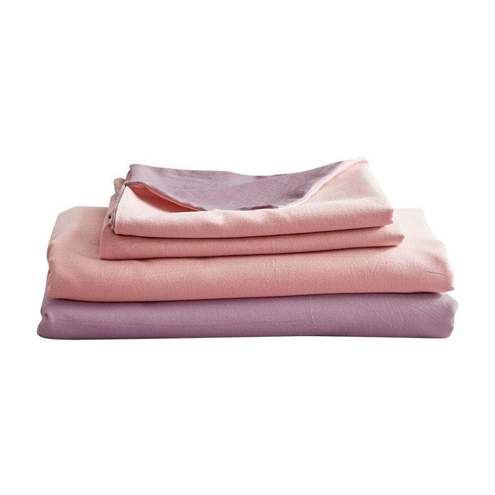 Cotton Bed Sheets Set Single Cover Pillow Case Pink Purple