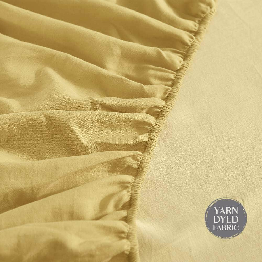 Cotton Bed Sheets Set Yellow Cover Single