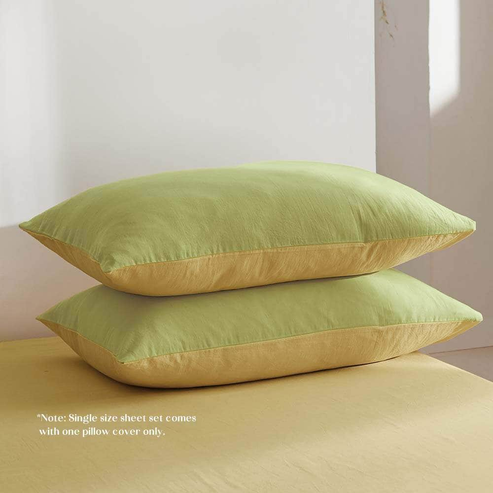 Cotton Bed Sheets Set Yellow Cover Single