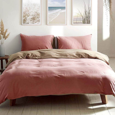 Cotton Cover Quilt Cover Set Blush Beige Double