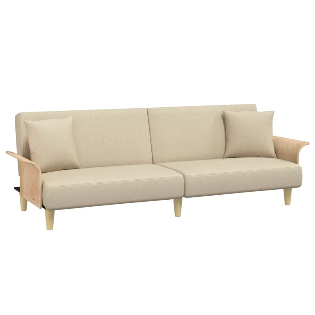 Creamy Dreamland Haven: Sofa Bed with Comfortable Armrests in Delicate Fabric