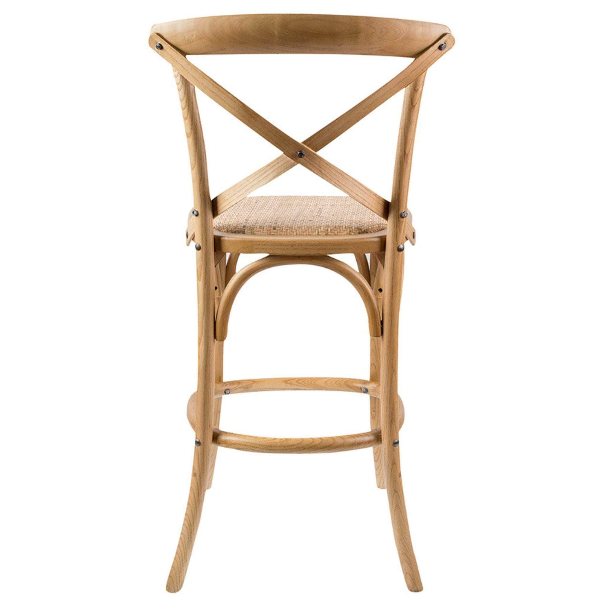 Crossback Bar Stools Dining Chair Solid Birch Timber Rattan