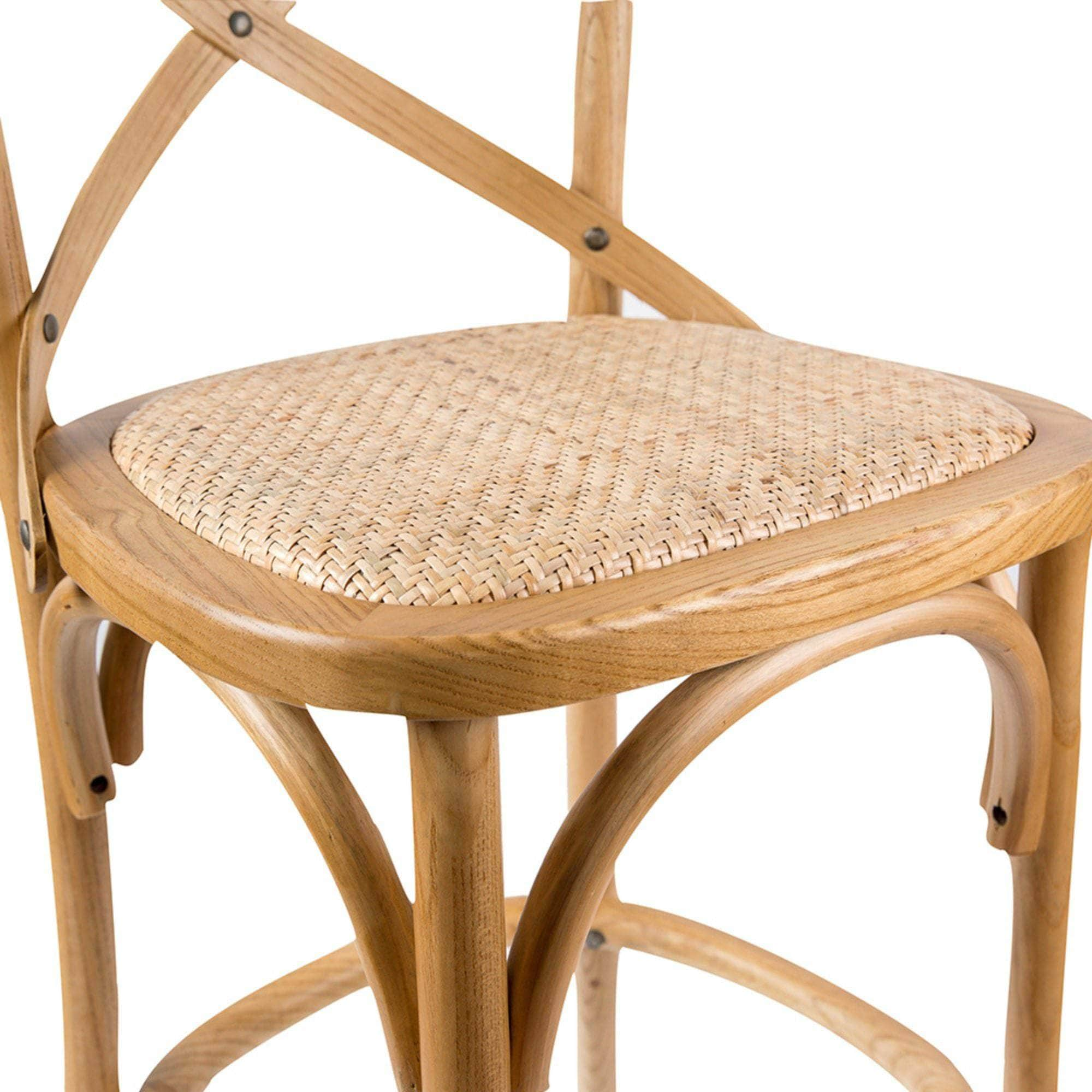 Crossback Bar Stools Dining Chair Solid Birch Timber Rattan