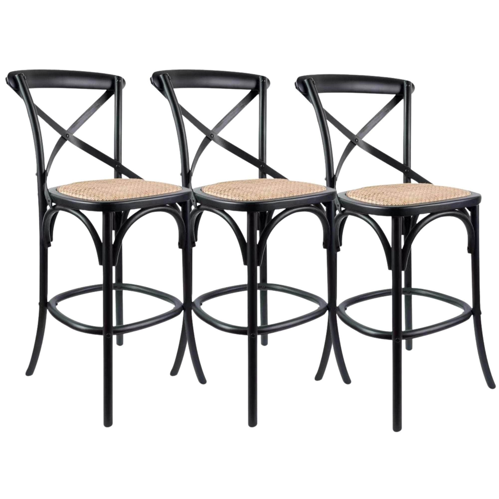 Crossback Bar Stools Dining Chair Solid Birch Timber Rattan