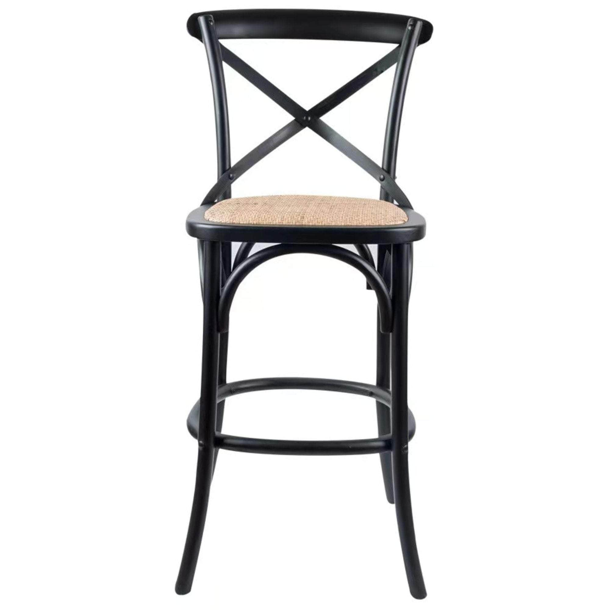 Crossback Bar Stools Dining Chair Solid Birch Timber Rattan