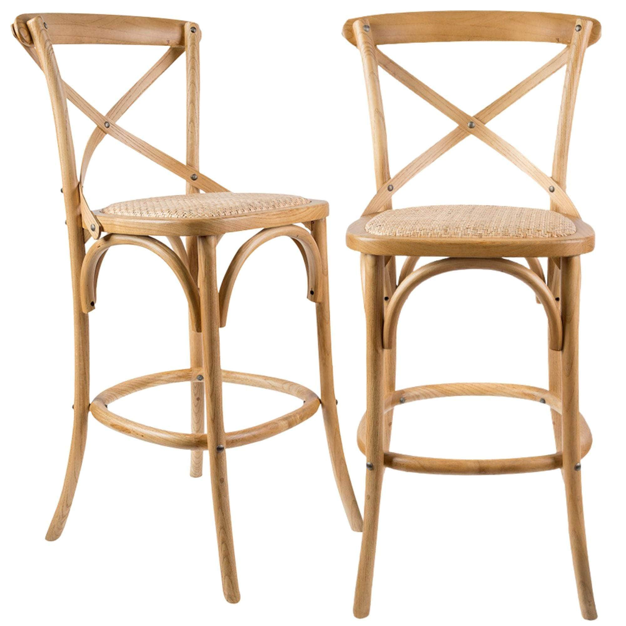 Crossback Bar Stools Dining Chair Solid Birch Timber Rattan