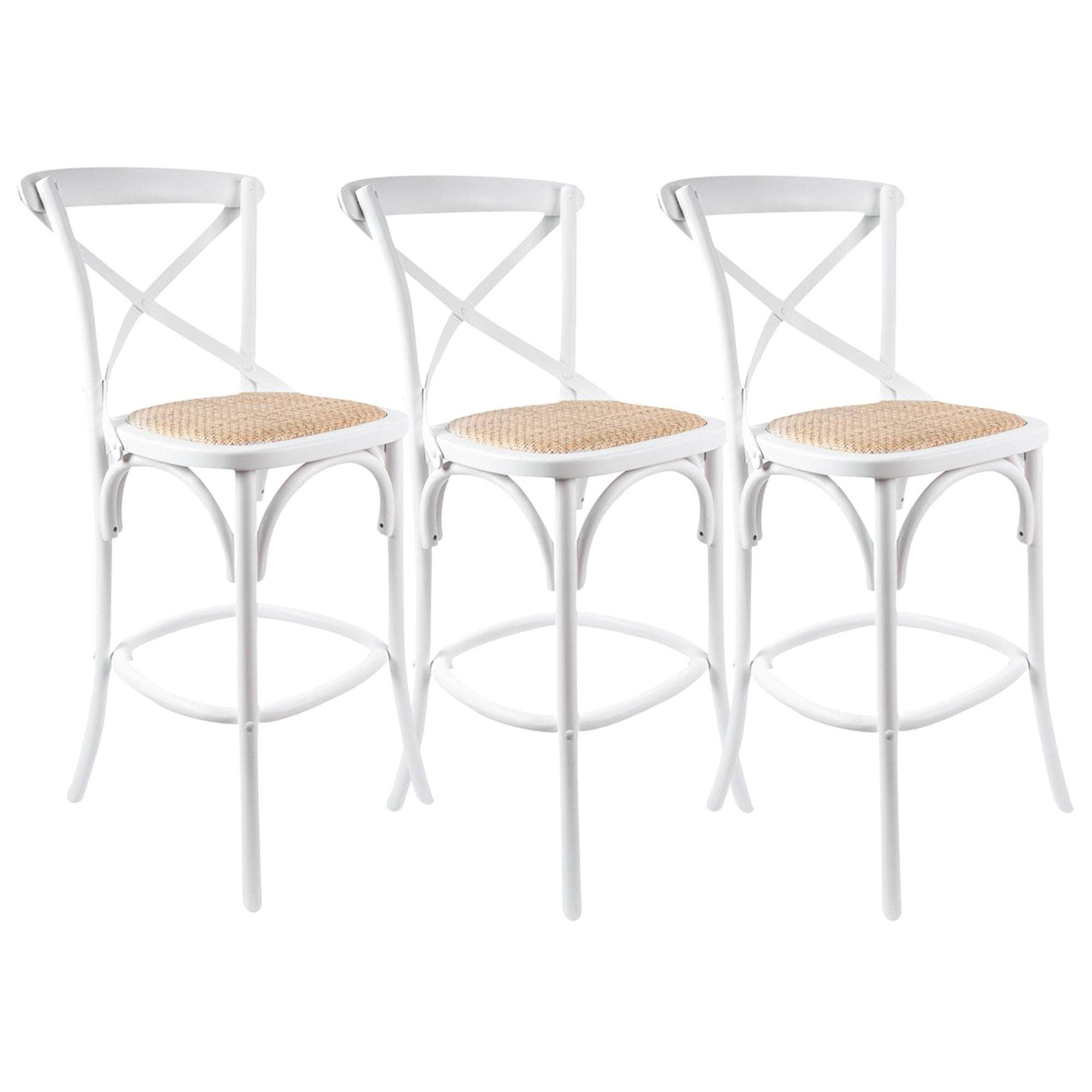 Crossback Bar Stools Dining Chair Solid Birch Timber Rattan