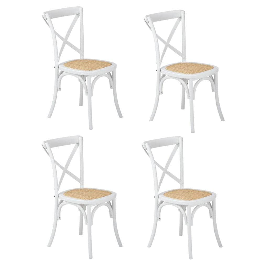 Crossback Dining Chair Ratan Seat Black/Natural/White