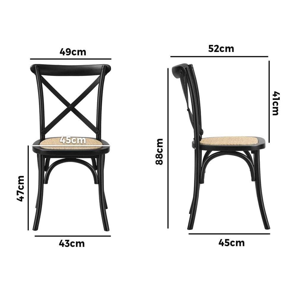 Crossback Dining Chair Ratan Seat Black/Natural/White