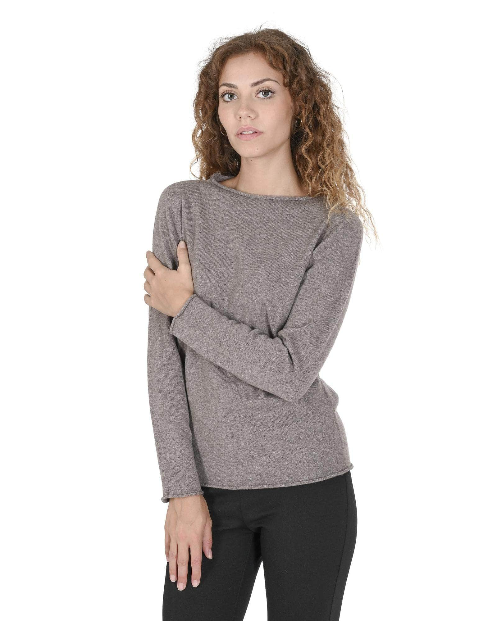 Crown Of Edinburgh Cashmere Women'S Slate Boatneck Sweater