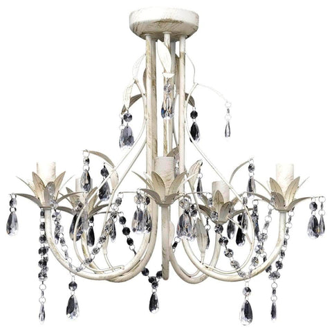 Crystal Pendant Ceiling Lamp Chandelier Elegant 5 Bulb Sockets