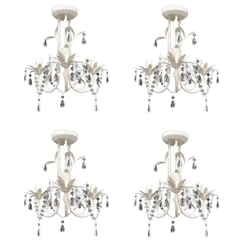 Crystal Pendant Ceiling Lamp Chandeliers 4 pcs Elegant White