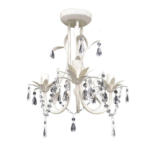 Crystal Pendant Ceiling Lamp Chandeliers 4 pcs Elegant White