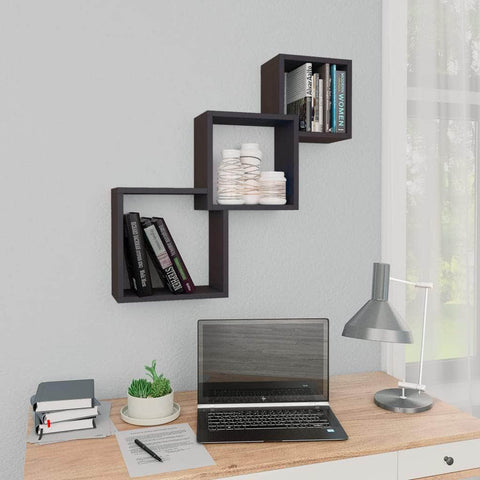 Cube Wall Shelves Grey Chipboard